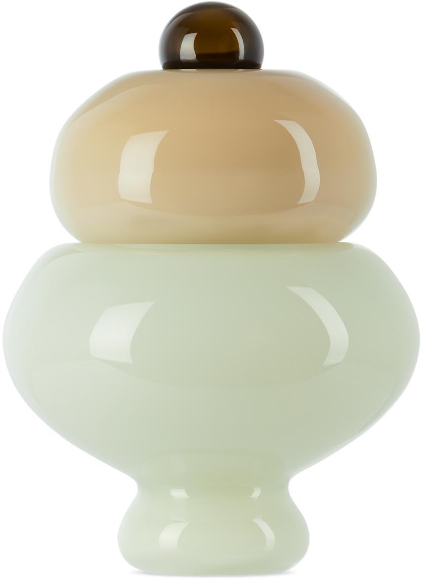 오프 화이트 & 그린 메디 유리병