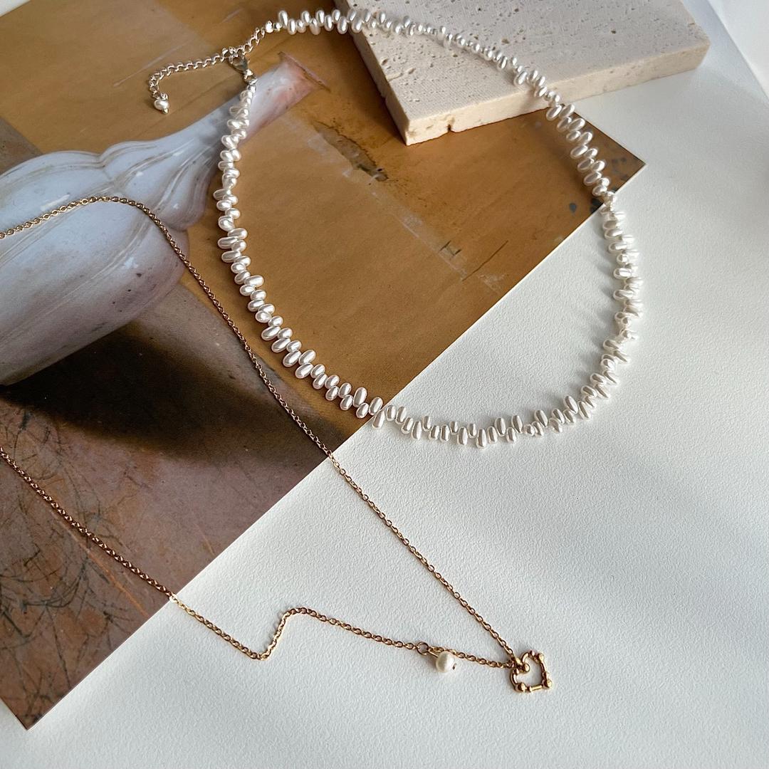 dum 실버925 진주목걸이 써지컬 하트 목걸이(2종선택) -  은목걸이 실버목걸이 하객룩 결혼식하객룩