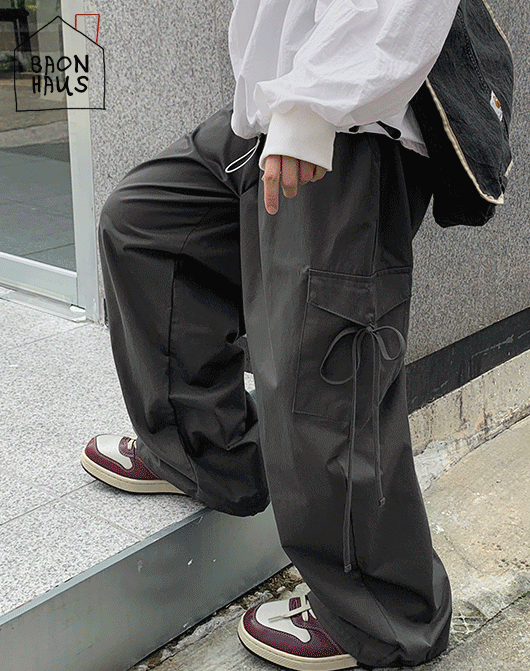 바온 [3만장돌파][BAONHAUS] 키민스 리본 밴딩 카고 팬츠 (5color)