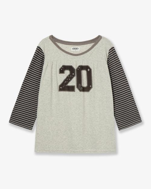 STRIPE COMBI TEE [BROWN]