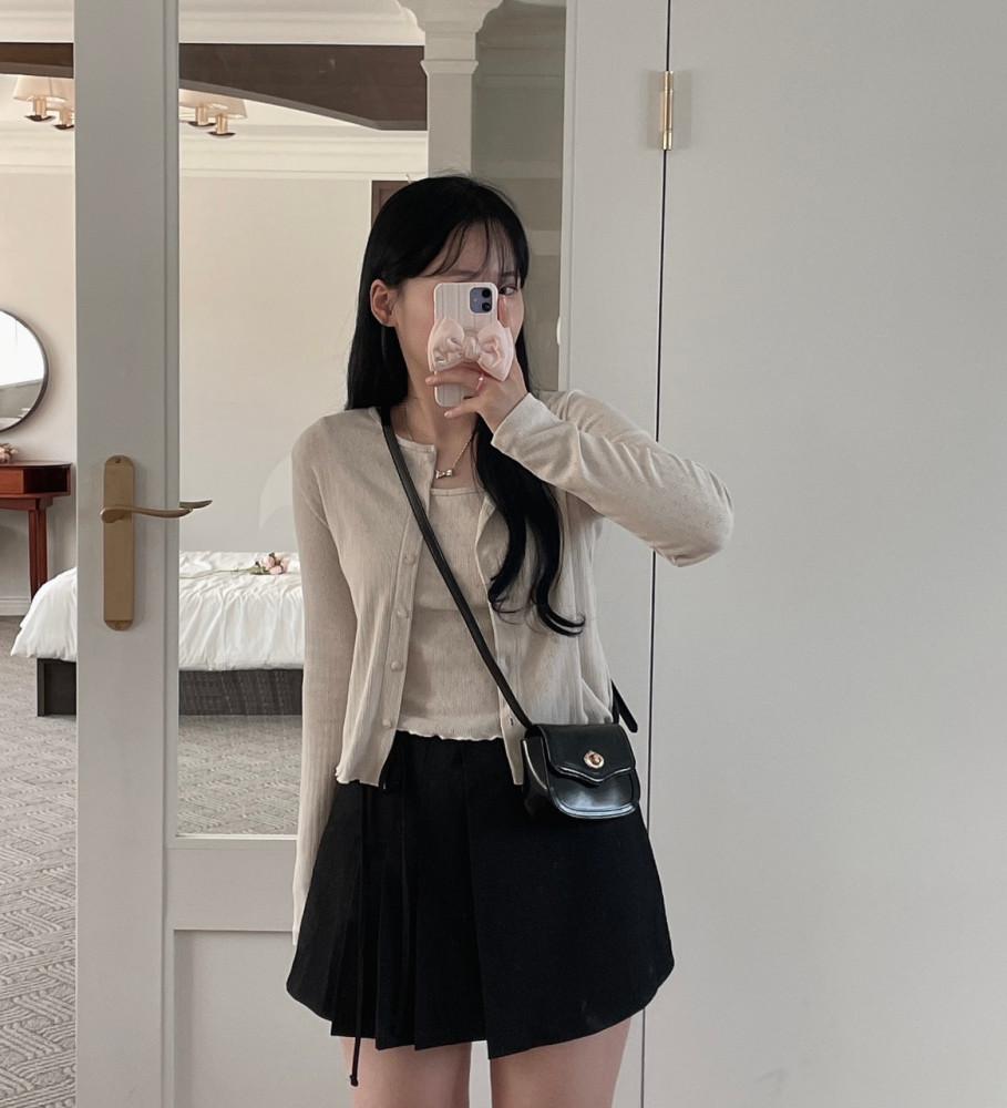 플리츠 리본 랩 스커트 (2color)