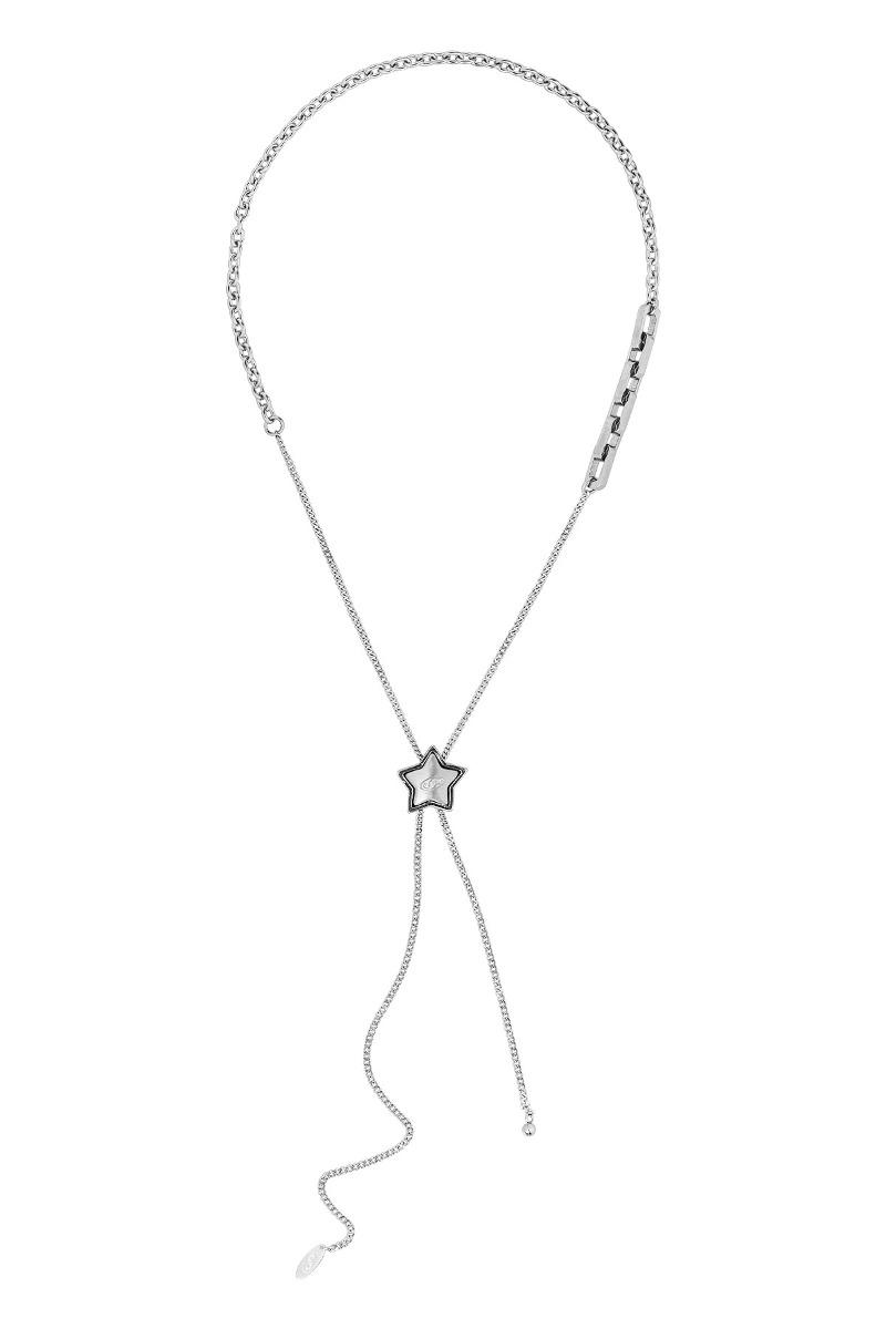 NO.479 [SILVER] STAR CODE LOCK MIX CHAIN NECKLACE