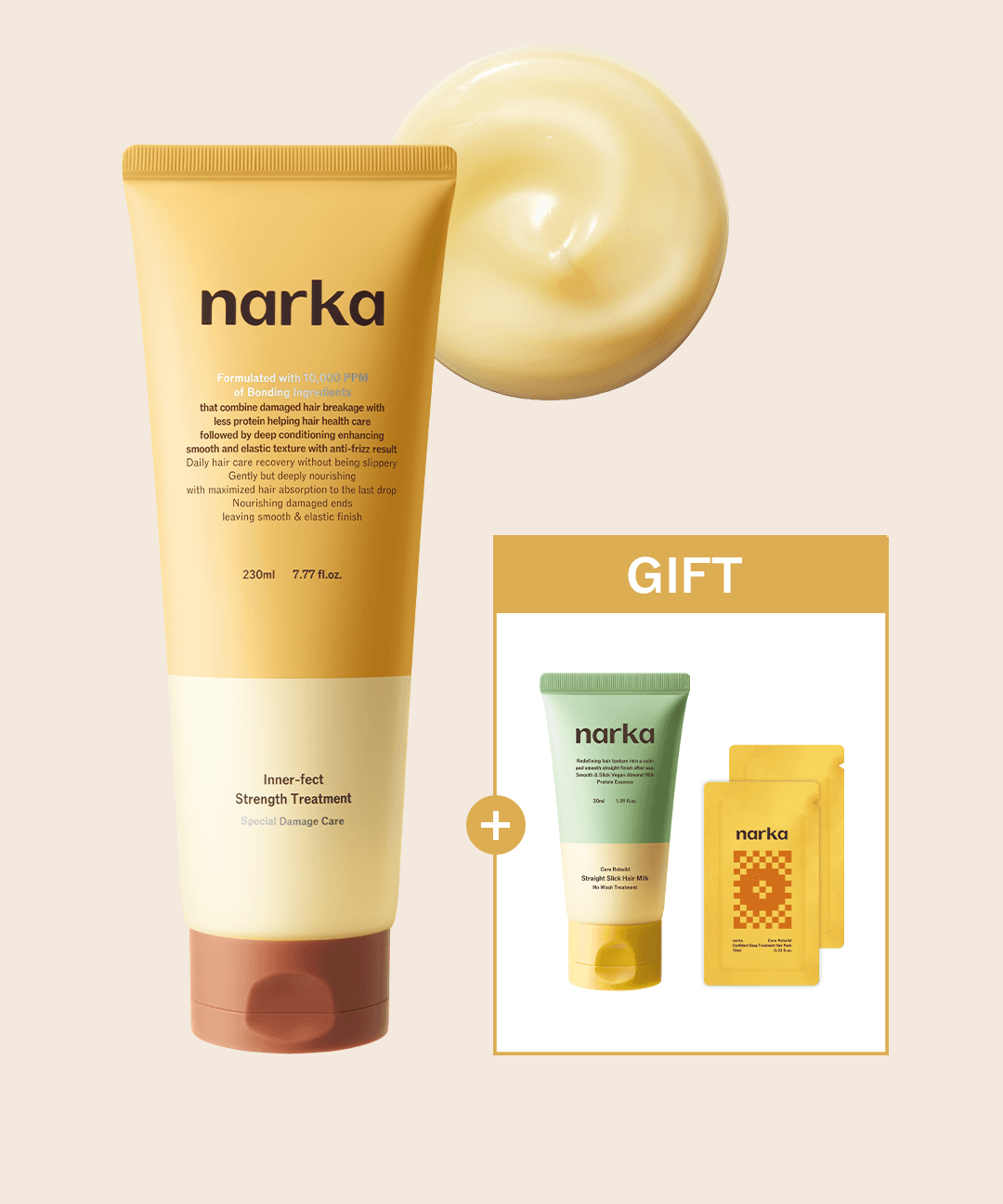 나르카 이너펙트 스트렝스 트리트먼트 230ml (헤어밀크 30ml+헤어팩 2매 증정)