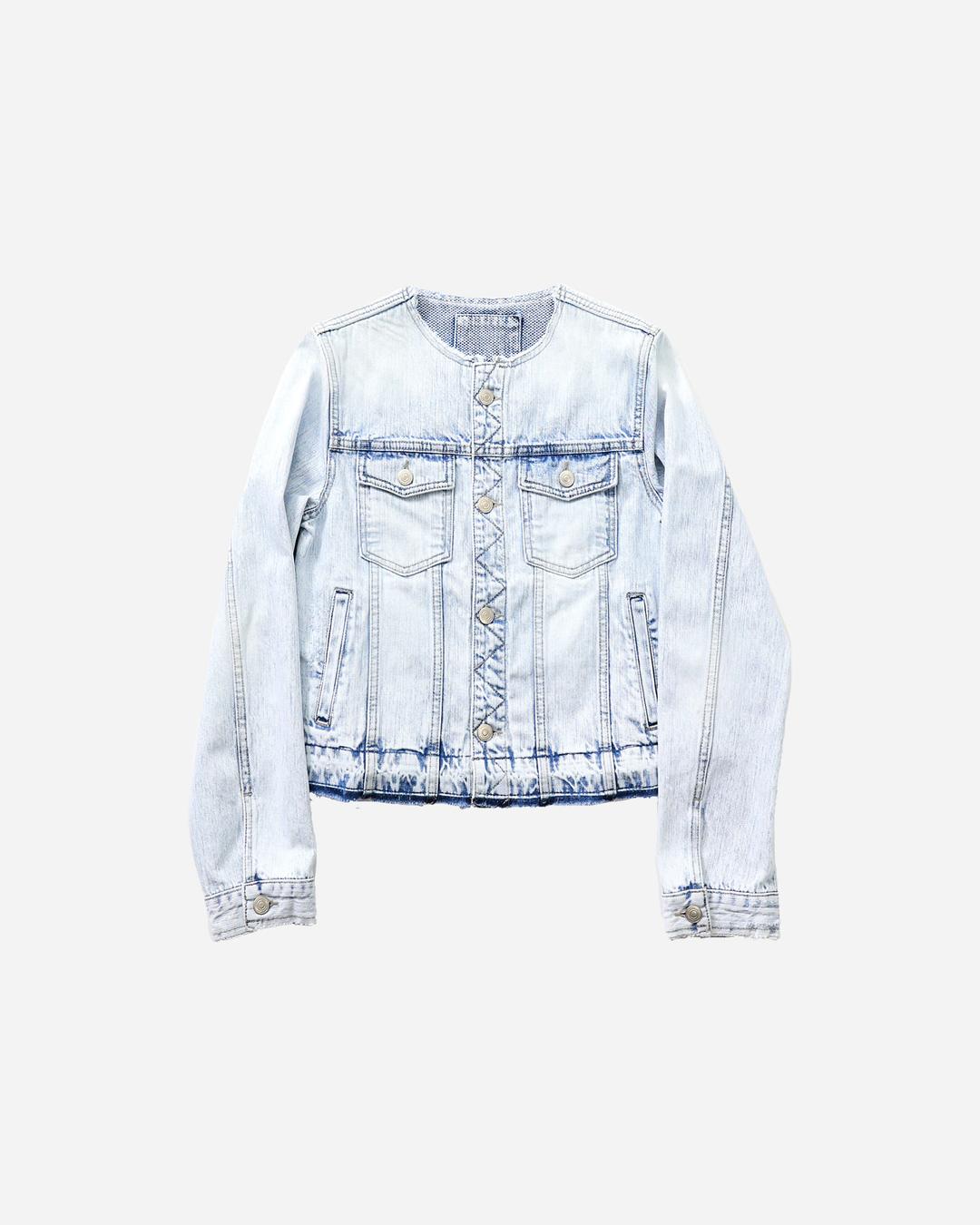 DAMAGED FEATHER DENIM JACKET (ICY)
