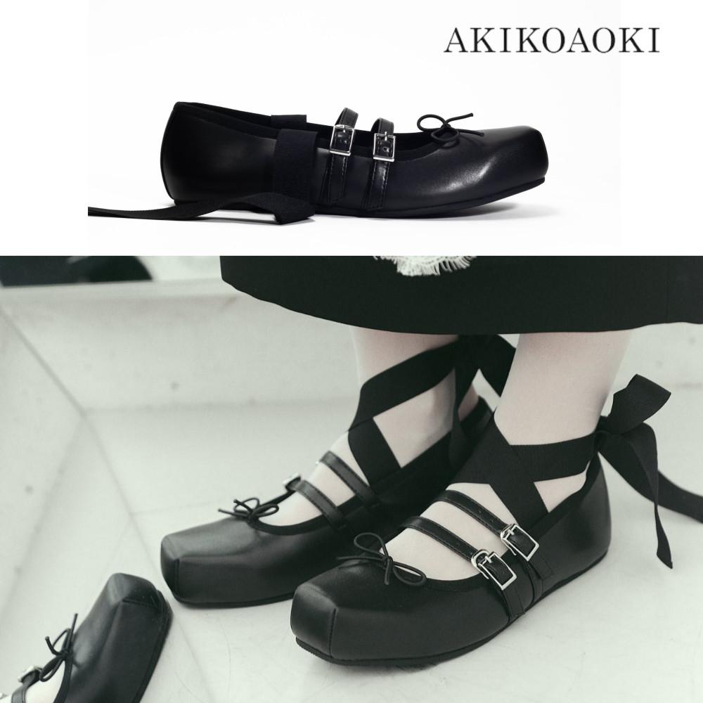 아키코아오키 지젤 플랫 블랙 AKIKOAOKI Giselle Flat