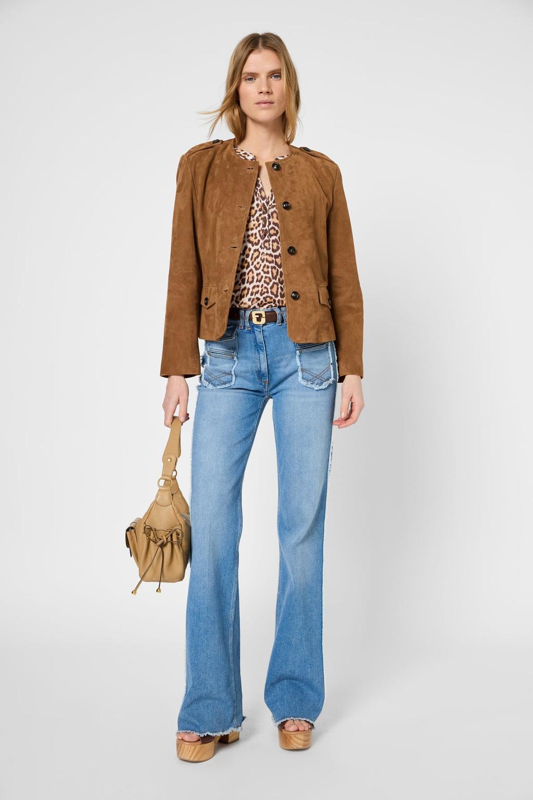 Suede collarless jacket - ROBERTE