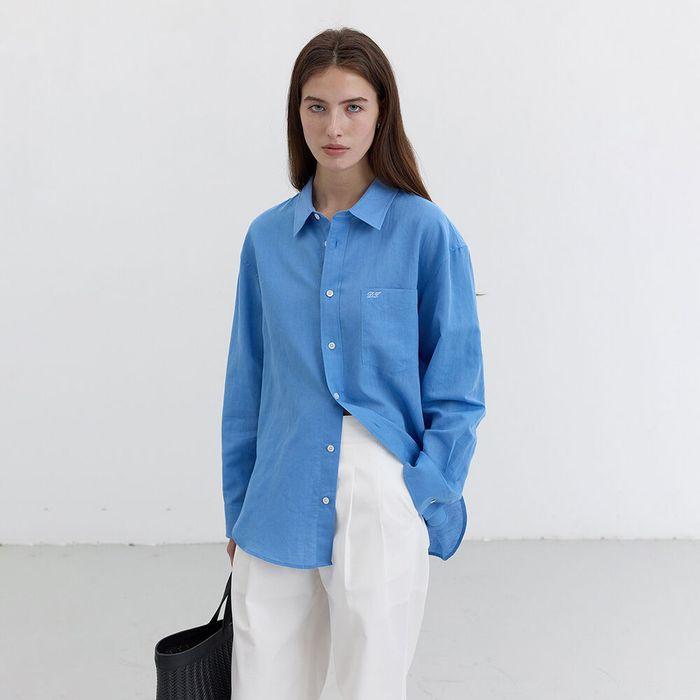 UNISEX CLASSIC LINEN SHIRT BLUE_UDSH5B125B2