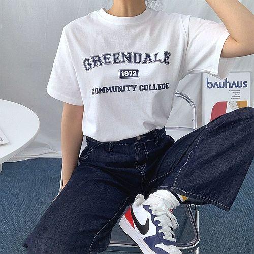 심플한 레터링과 베이직한 핏! 데일리룩 추천! 그린데일 반팔 티셔츠 (4color)