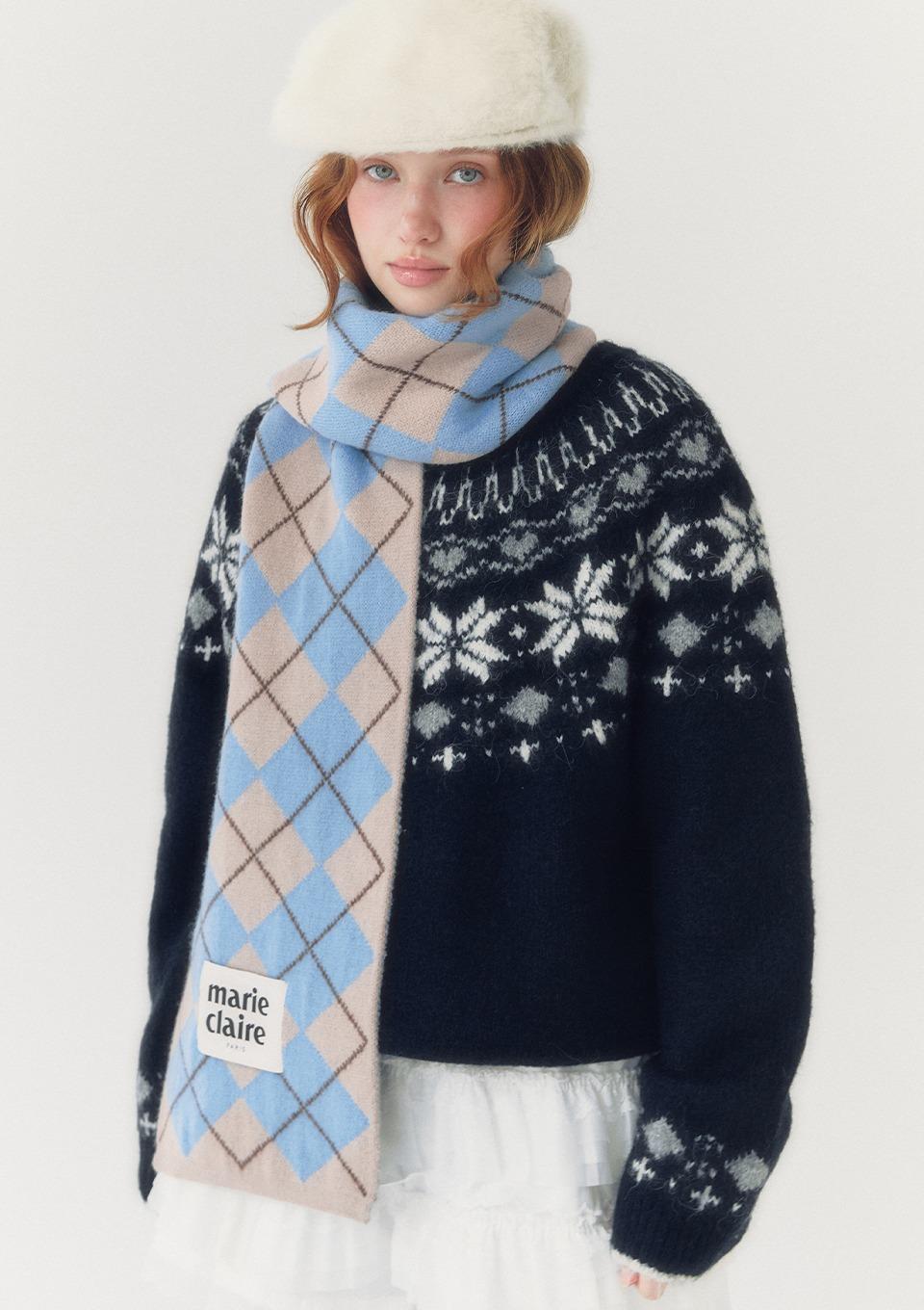 아가일 자카드 머플러(MAFDSC08NBE)