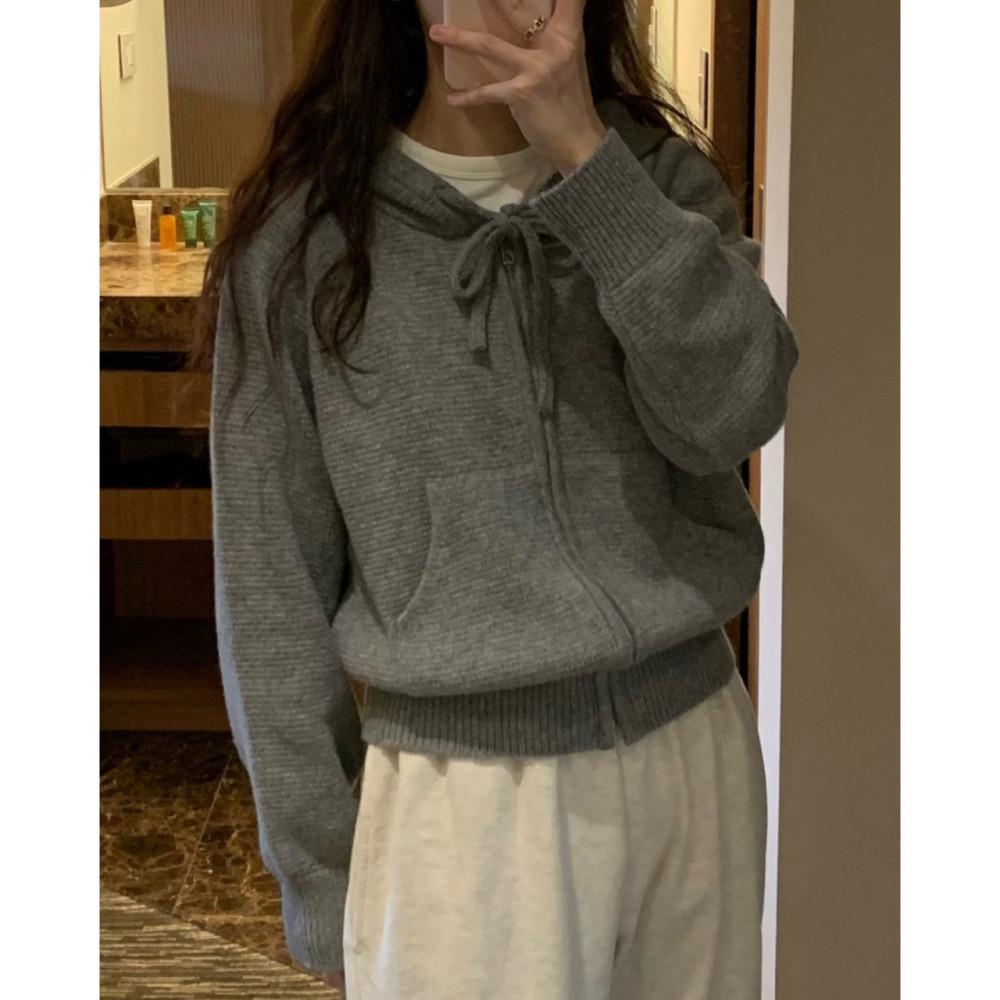 (크림 당일) fllanel 플라넬 폴 캐시미어 후드 니트 긴팔 집업 가디건 (2colors)