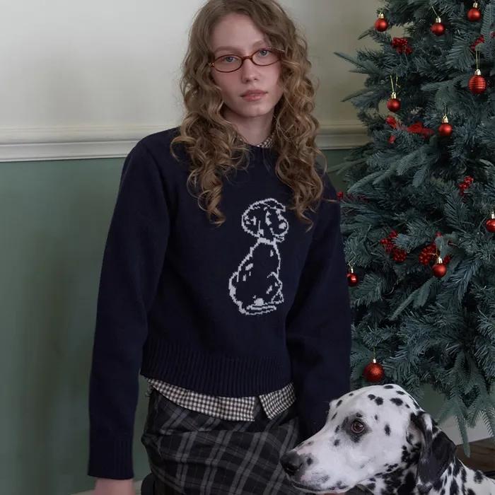 Dalmatian_Doodle Knit Navy