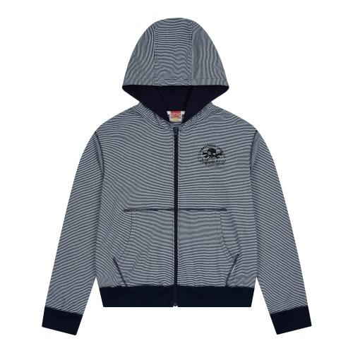 MULTI SKULL STRIPE HOOD ZIP UP (NAVY)