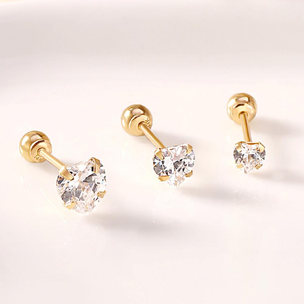 골드팡 14k 쁘띠스톤 큐빅 피어싱 하트 플라워 스타 귓바퀴 이너컨츠 연골 트라거스