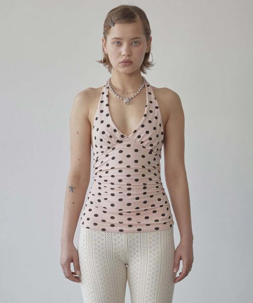 Dot Halter Top Pink