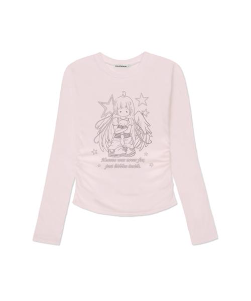 엔젤 헤븐 프린트 슬림핏 셔링 롱슬리브 [2color]