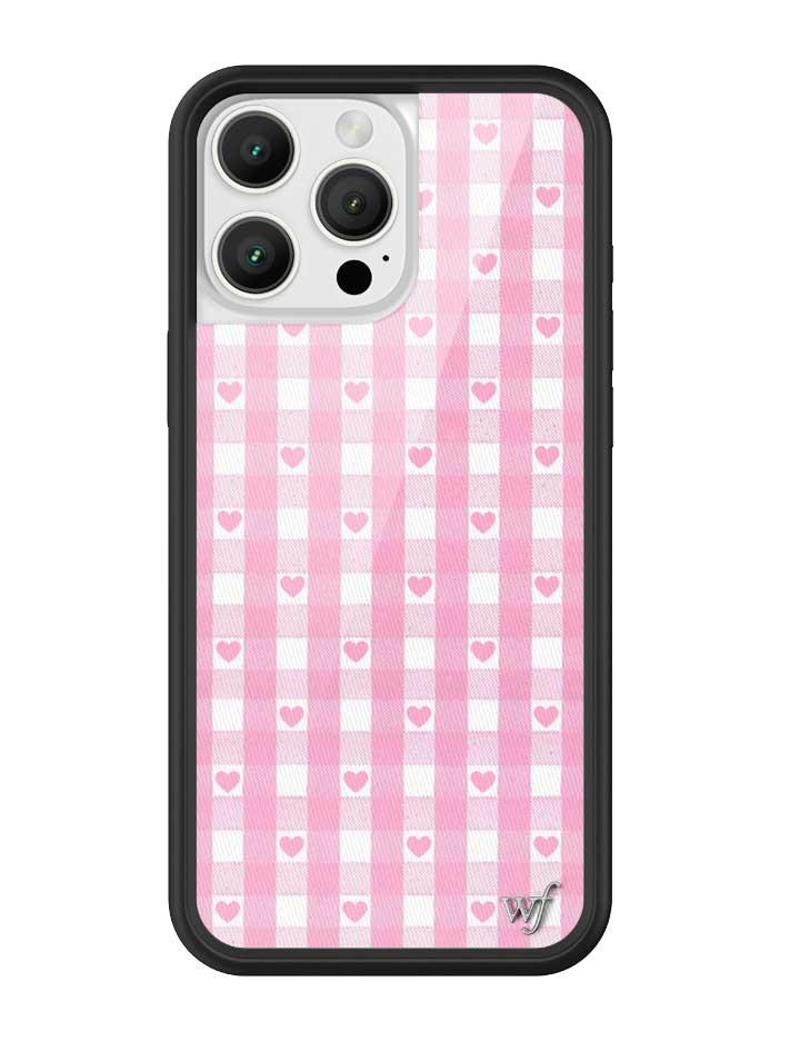 Pink Gingham Hearts iPhone case