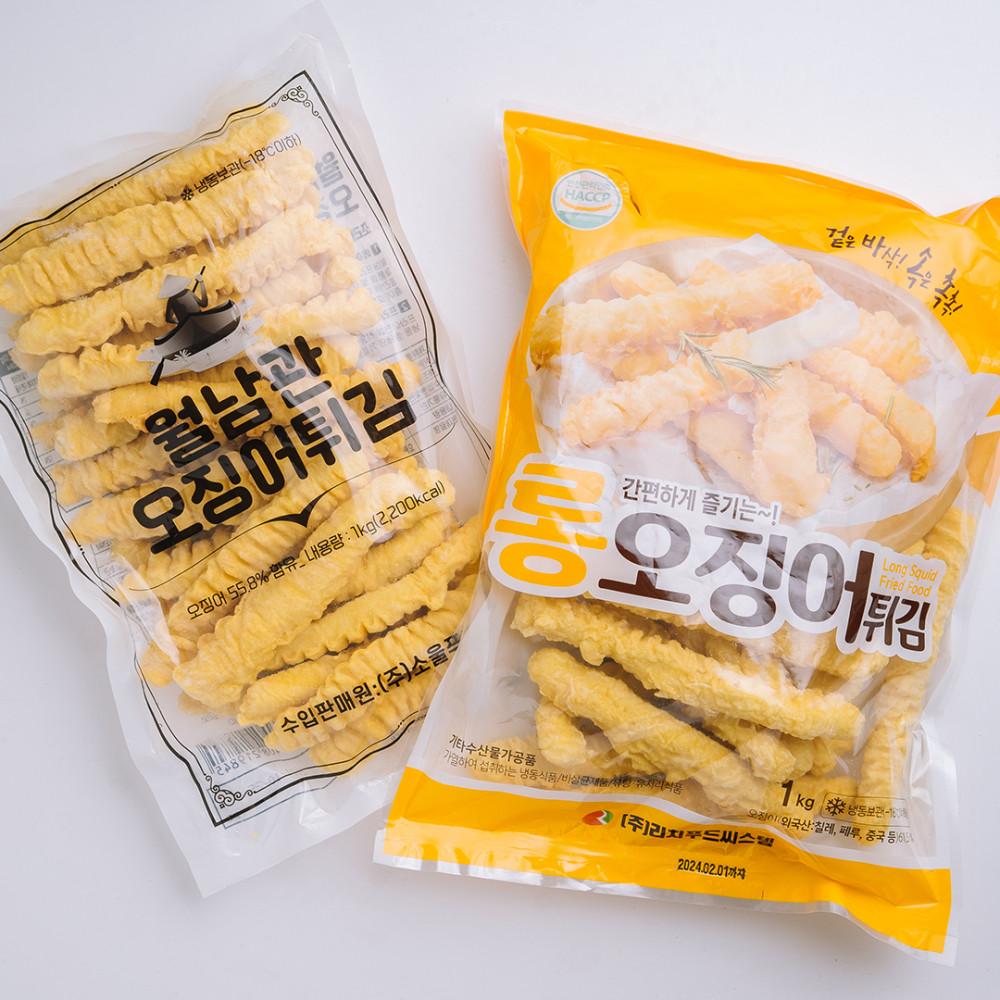 대왕 롱 통살 오징어튀김 1kg 에어프라이어 냉동 분식집 바삭 통통 오징어가라아게 대용량