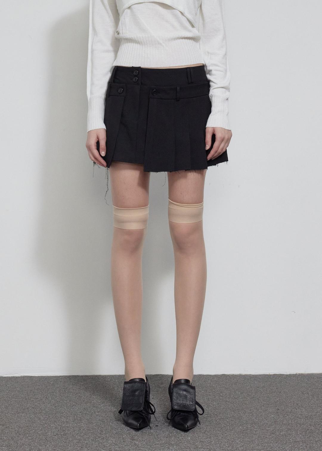 LAYERED WRAP MINI SKIRT, BLACK