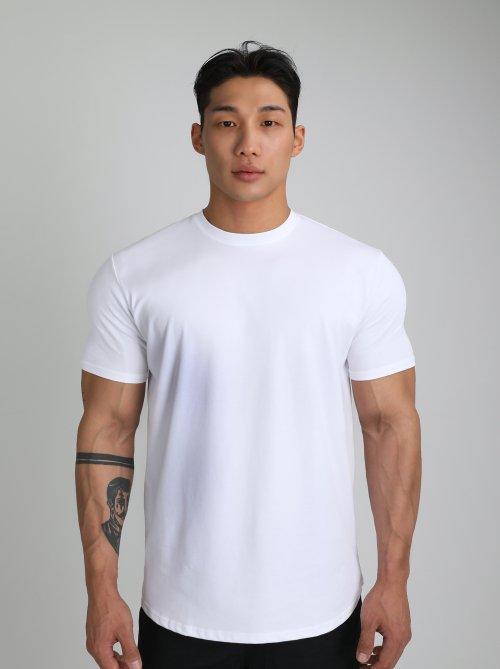 무지 쿨링 피마 머슬핏 반팔티 (화이트)