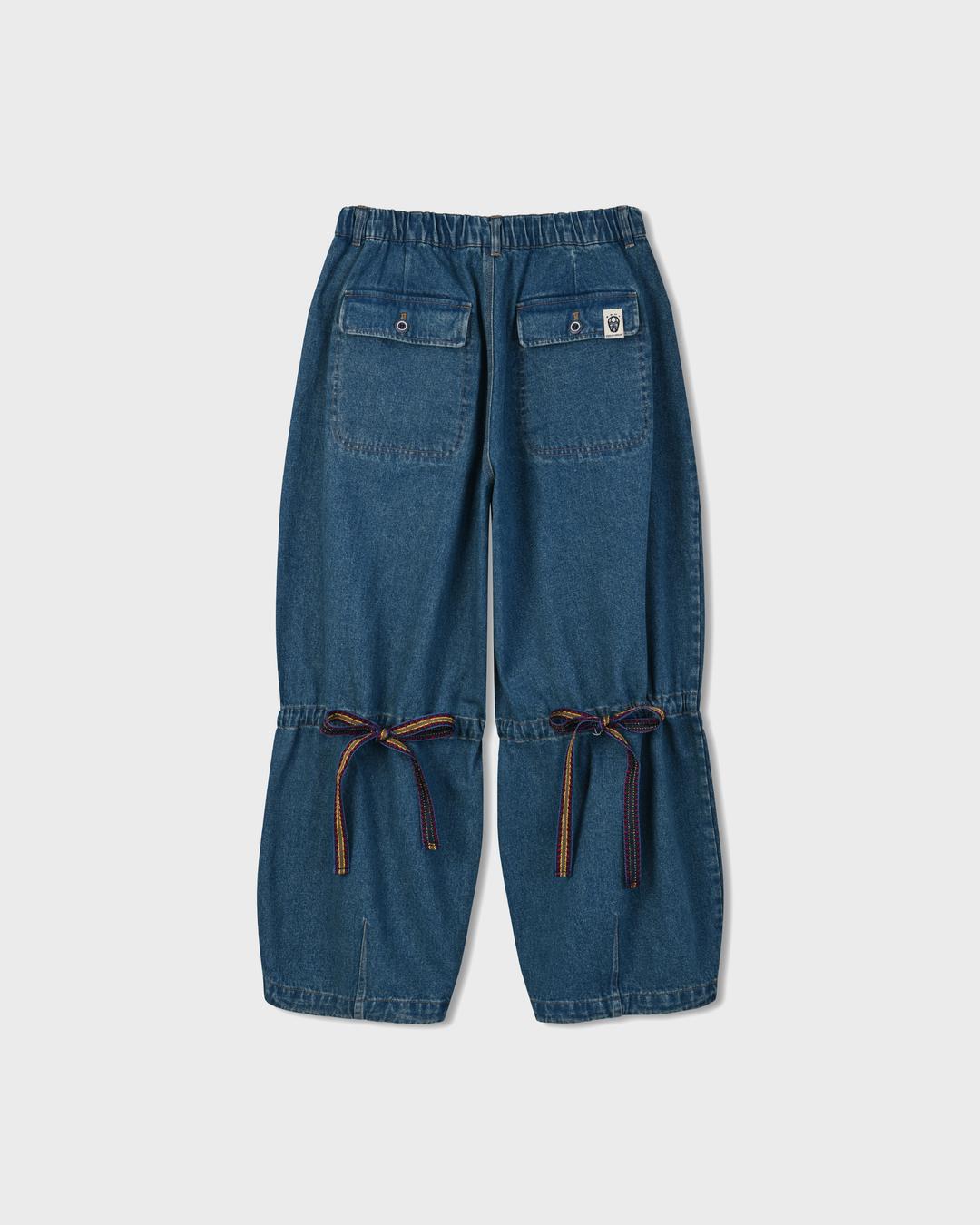 [AG X ESEELMI] Ethnic Jacquard Strap Denim Pants