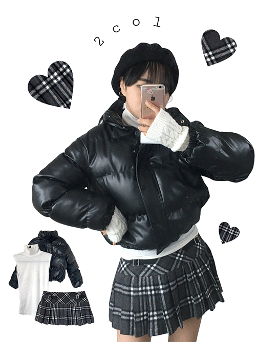 Two Buckle Check-Checker Skirt. (2col)