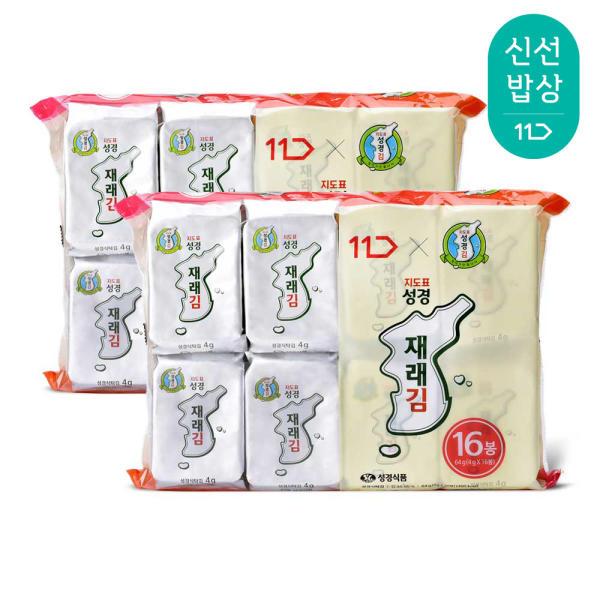 지도표 성경김 재래 식탁김 4g 16봉+16봉 (총32봉) 외