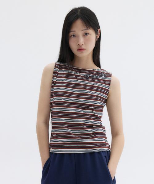 STAR BOAT NECK SLEEVELESS, BROWN