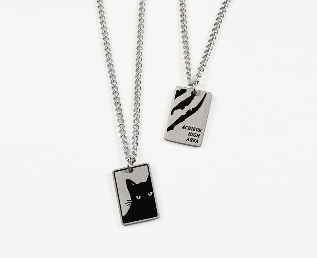 써지컬스틸 고양이 양면 목걸이 _ 실버