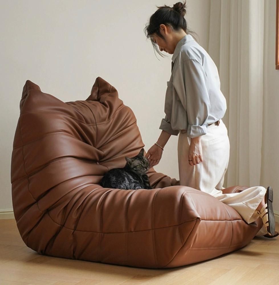 크림스튜디오 wrinkle 토고 안락 1인용 의자 가죽 쇼파