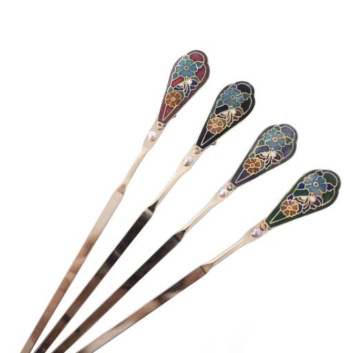 록화홍 납작 비녀