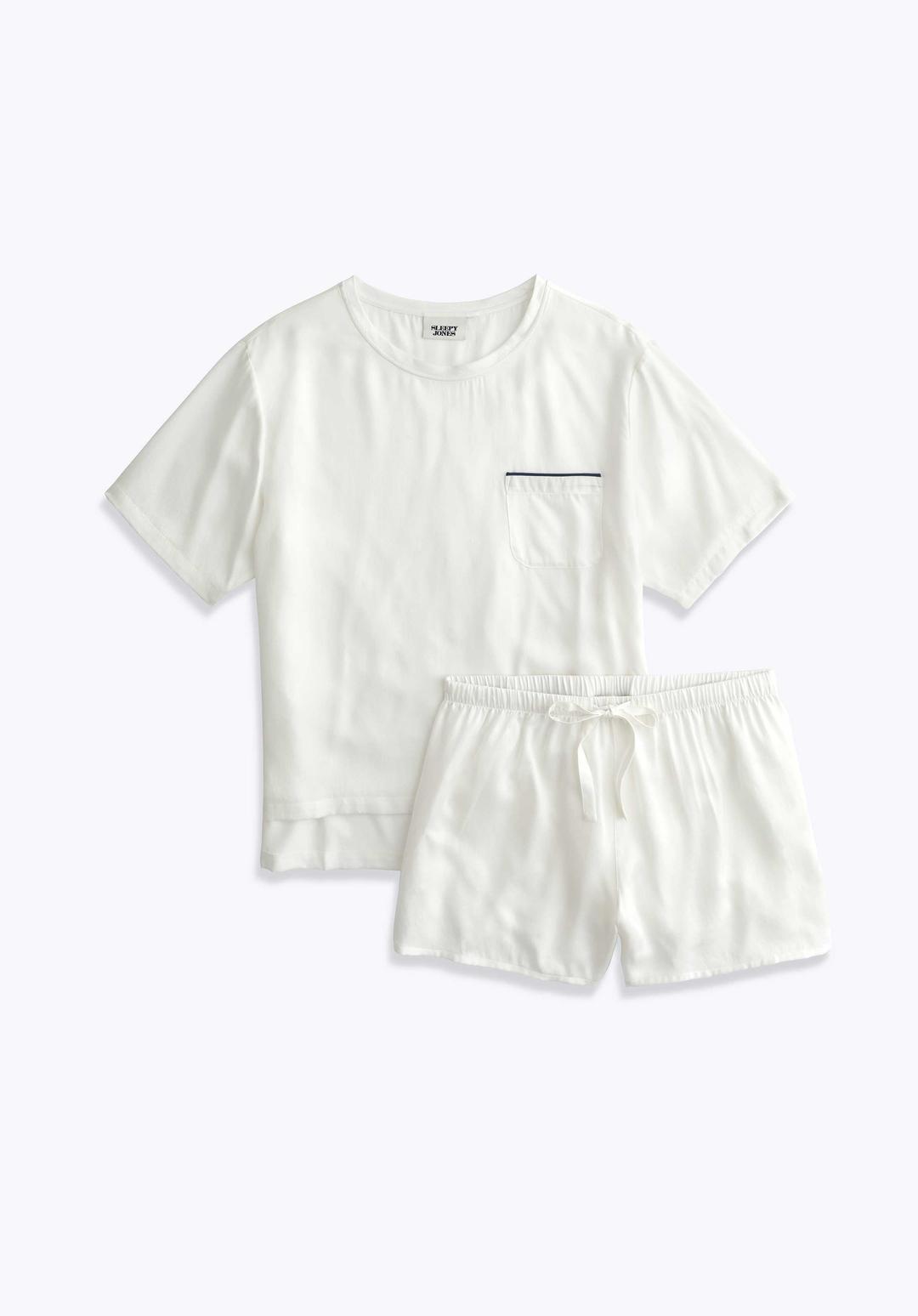 Leonora Short Set in White Washable Silk - White Washable Silk / XS