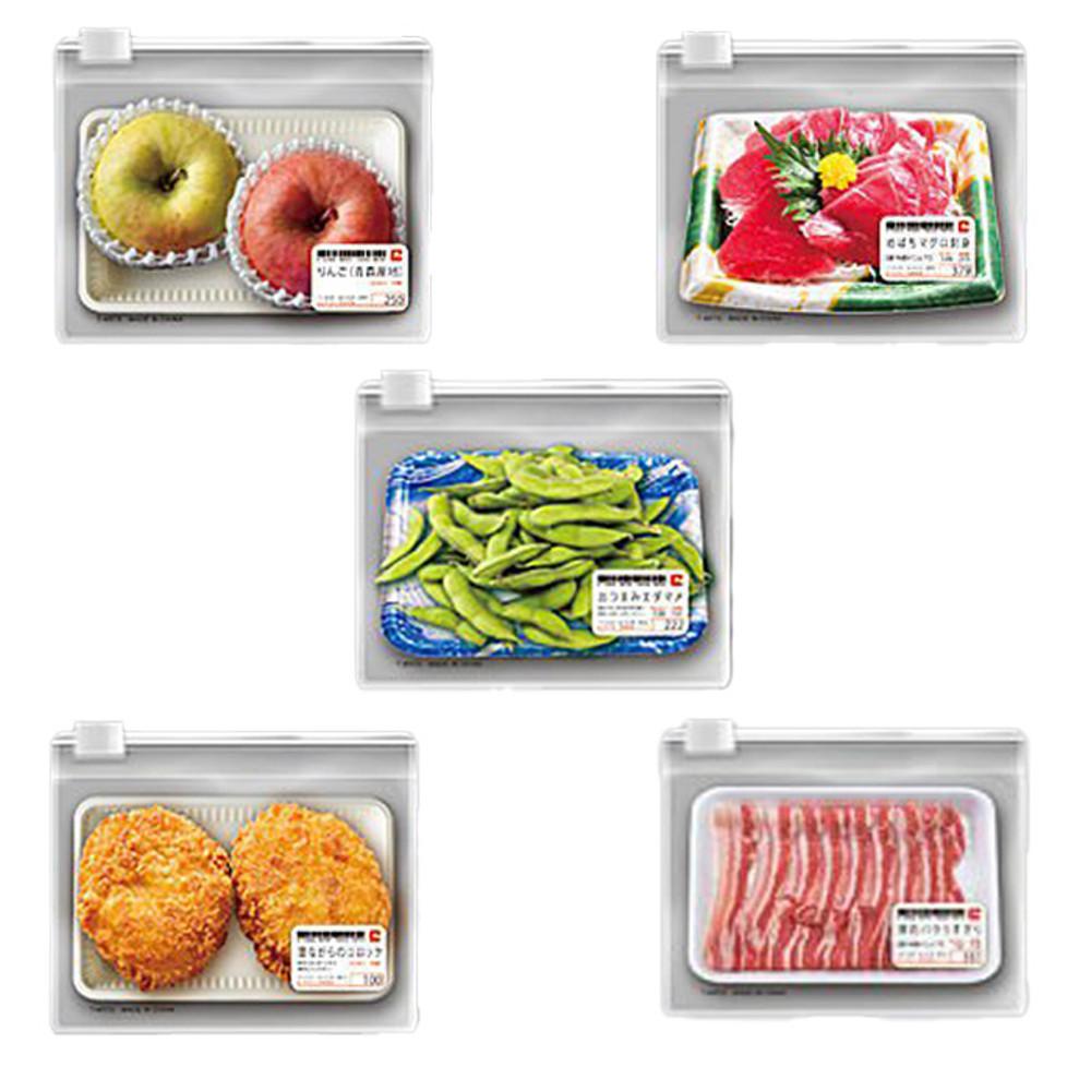 NO랜덤 슈퍼마켓 비닐파우치씰 스티커 사과 고기