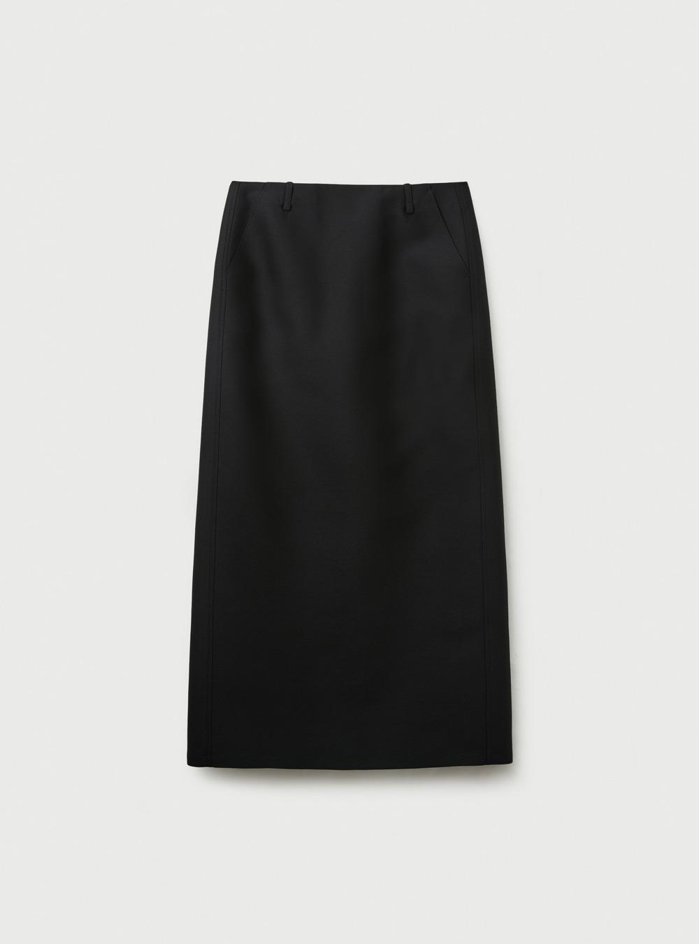 [2ND] SILK LONG SKIRT - BLACK
