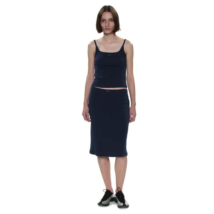 PWC LACE TRIM EYELET MIDI SKIRT_NAVY