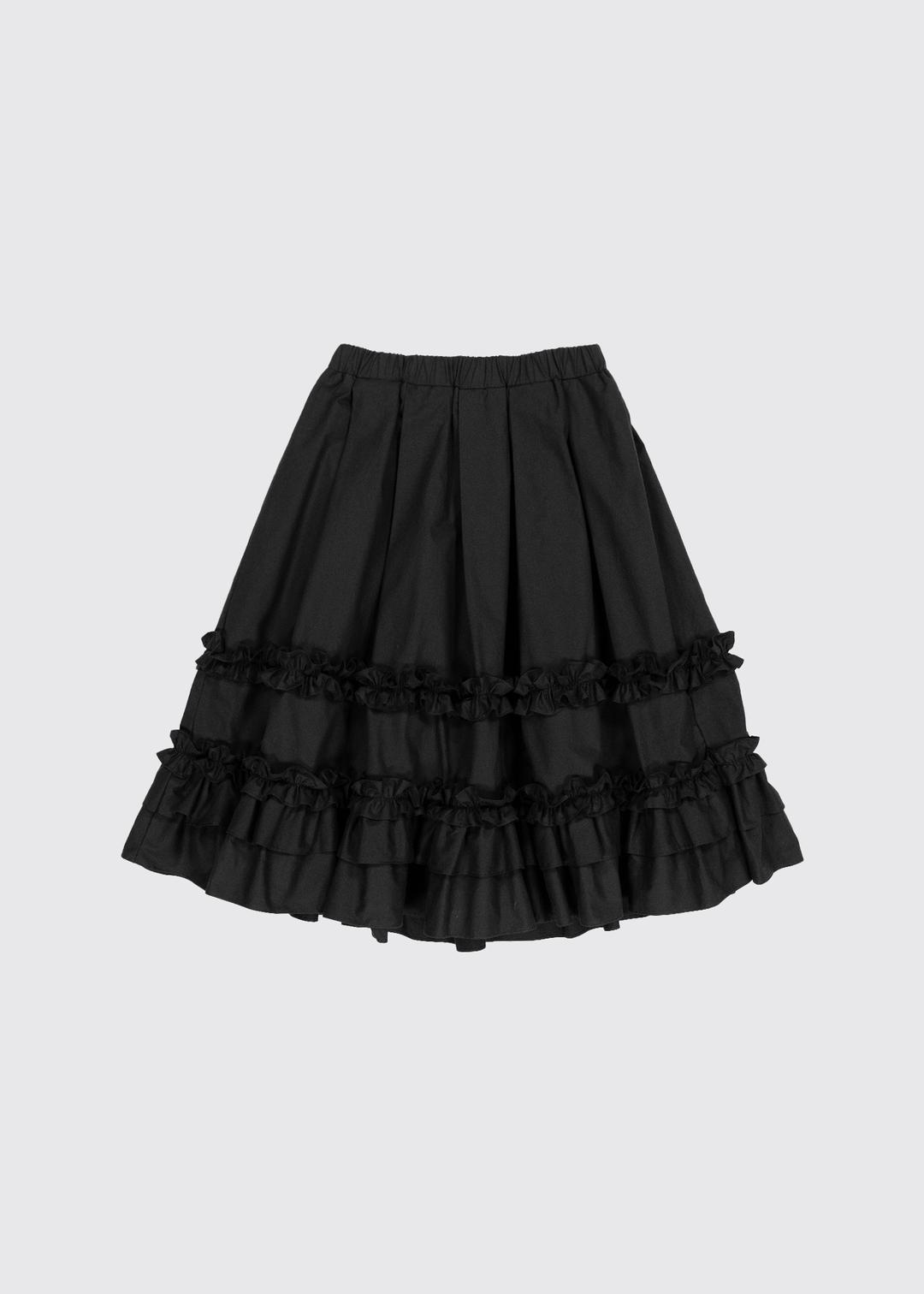 [4/10 Release] RUFFLE PLEATED MIDI SKIRT - BLACK