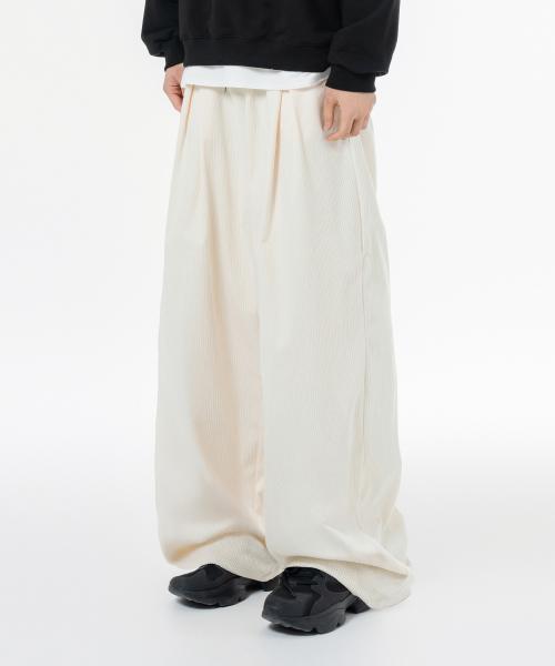 컬러풀 코듀로이 스트링 와이드 팬츠 크림