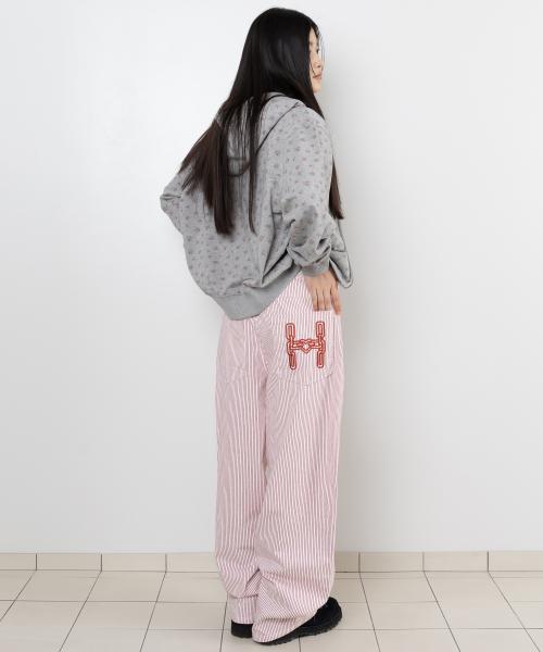 에이치 체인 트윌 팬츠 - 스트라이프 레드