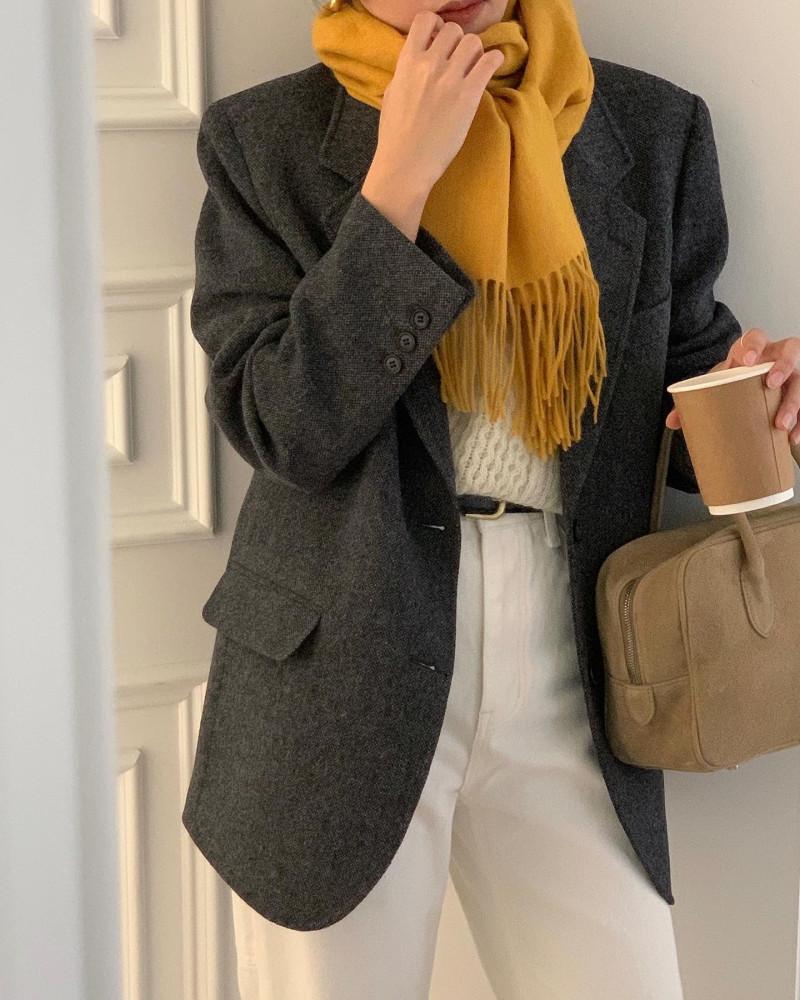 디엠버 알파카 울자켓 / 셔틀랜드 한성모직 투버튼