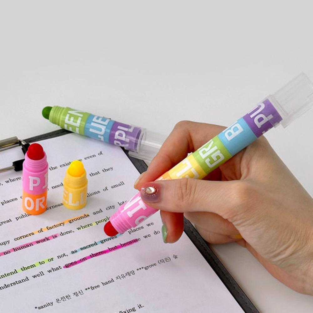 블럭 고체 형광펜 6컬러 하이라이터 데코펜 초등 학생 어린이 새학기 필기구 단체 선물