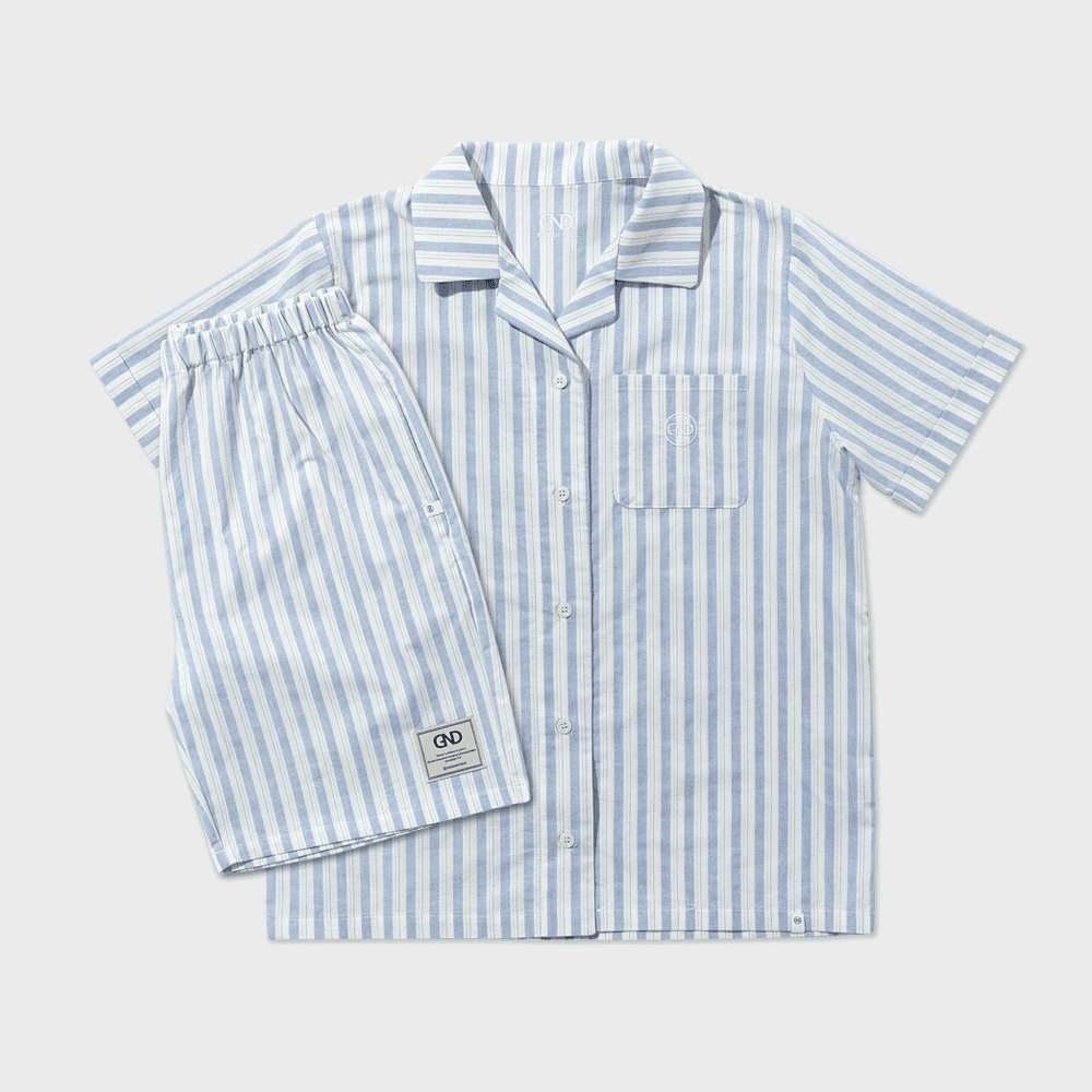 여성 블루 스트라이프 파자마 세트