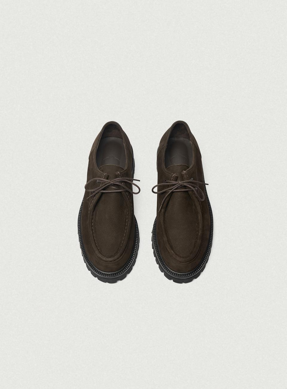 Brown Nubuck Moc-Toe Derby Shoes