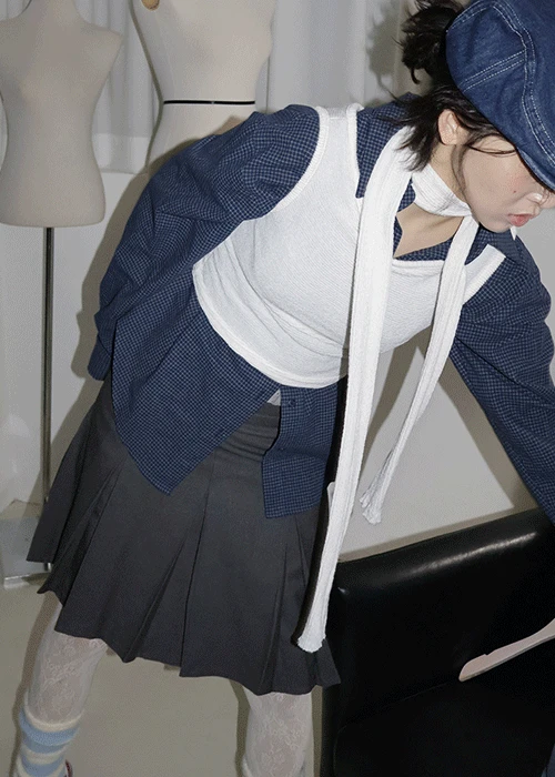 언발 나시 탑 (타이 set) 3col - cream