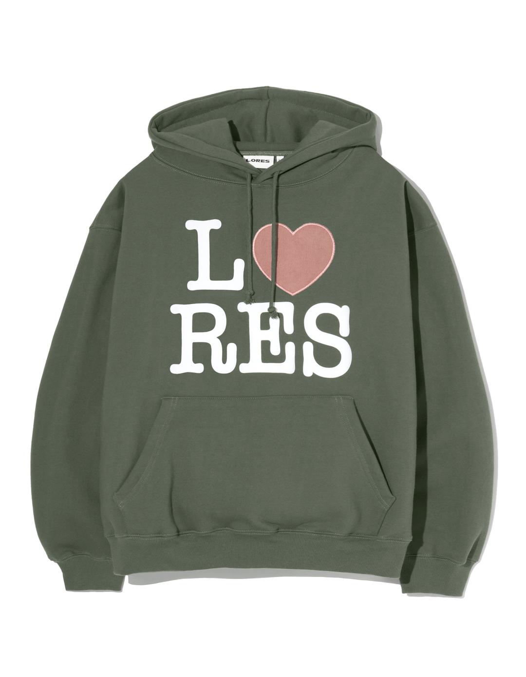 I Love LORES Pullover Hoodie - Olive