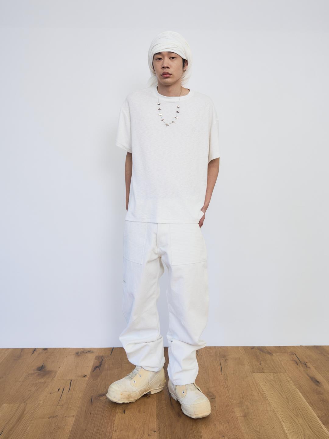 Logo Embroidered Cotton Modal Tee (Off-White)