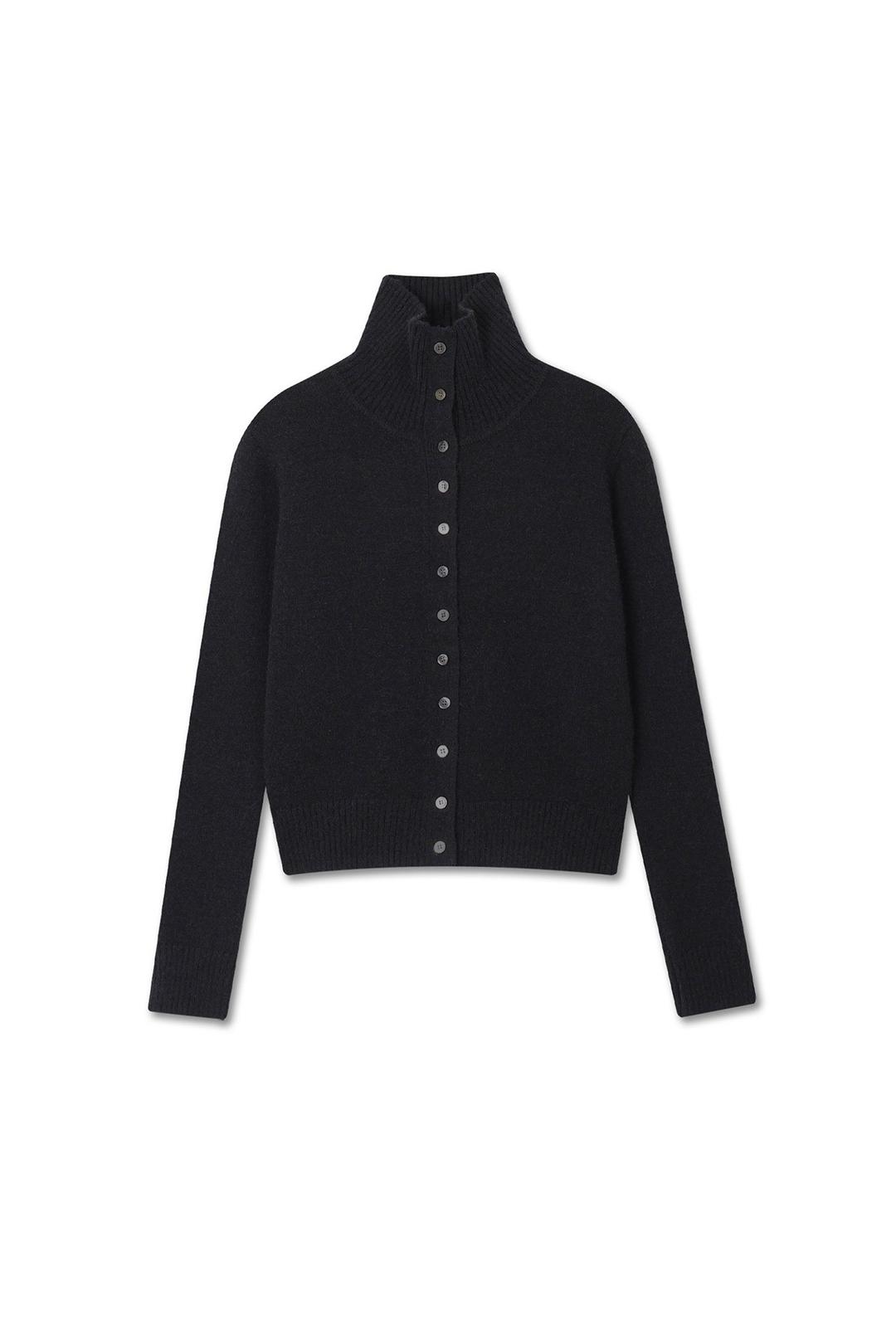 미치코런던 (1/14 예약발송) HIGH NECK BUTTON CARDIGAN BLACK