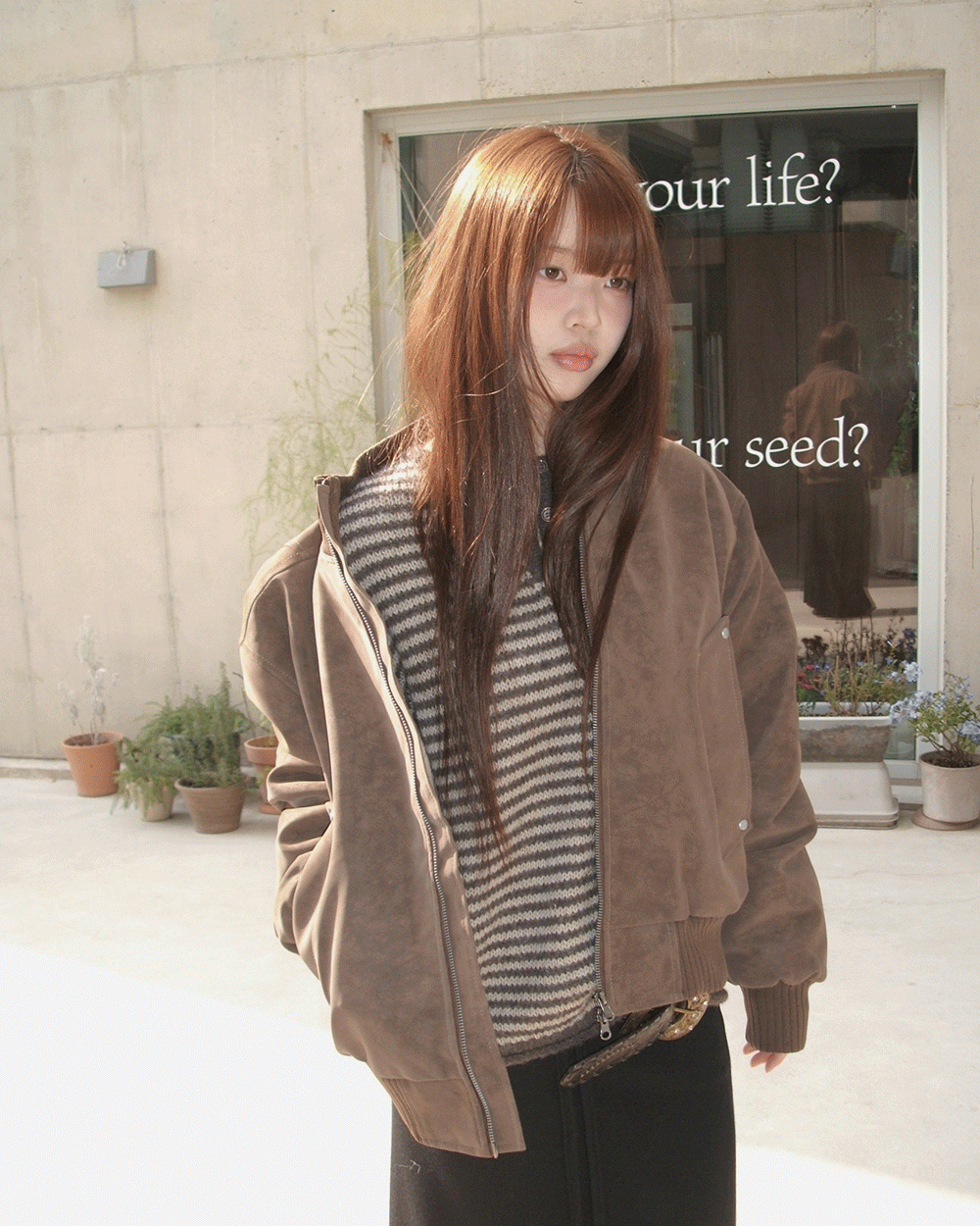 원더원더 [털안감❄️/연말룩💗] 도아 스웨이드 안감 털 하프넥 집업 자켓