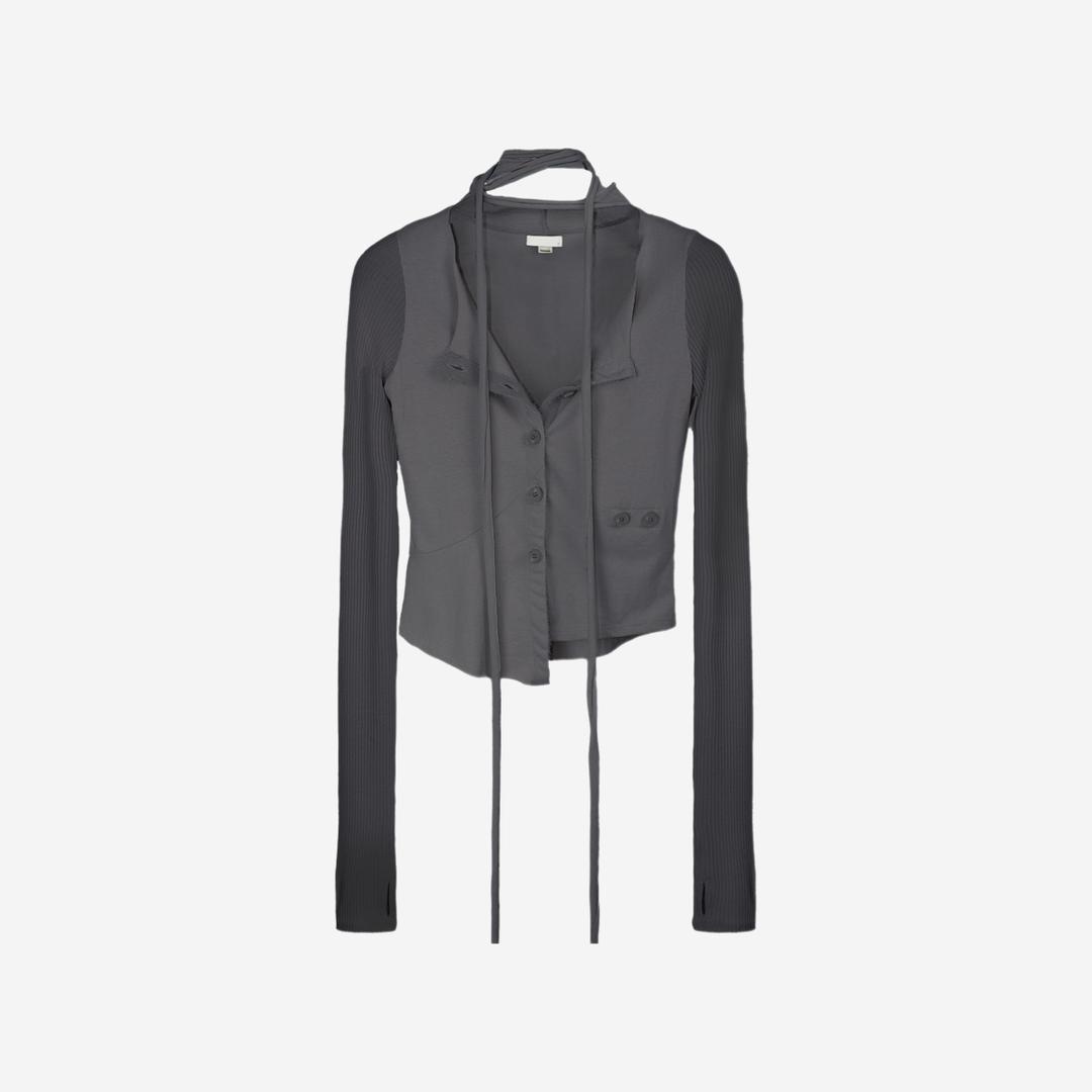 Bonnae Women Muffler Cardigan Charcoal