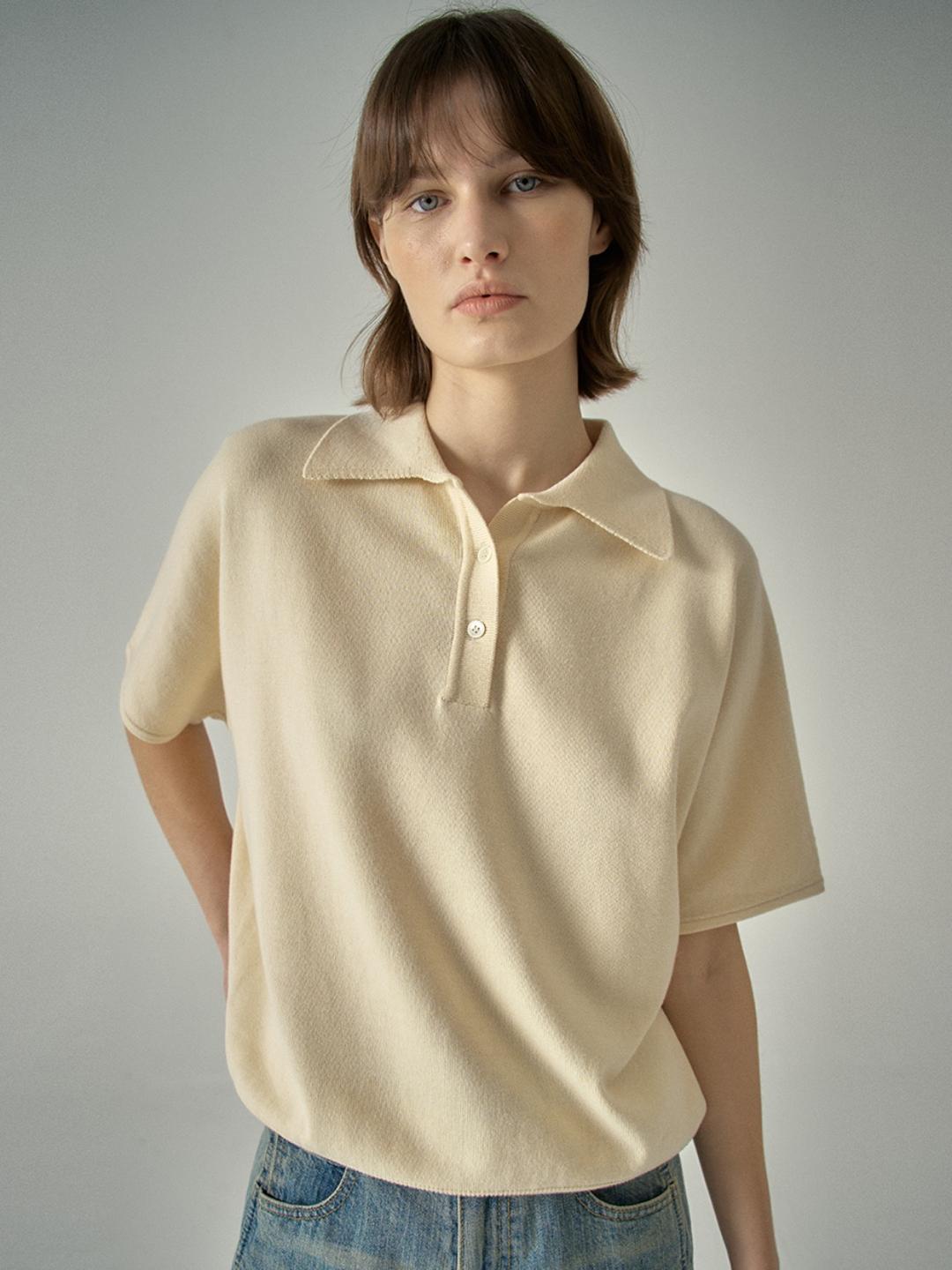 코튼 폴로 니트_butter