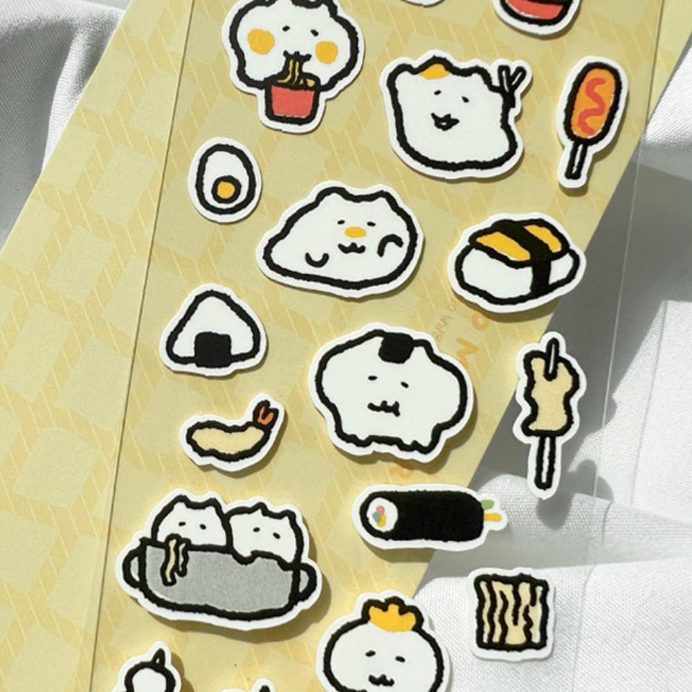 냥냥몬스터즈 분식 김밥 라면 씰스티커