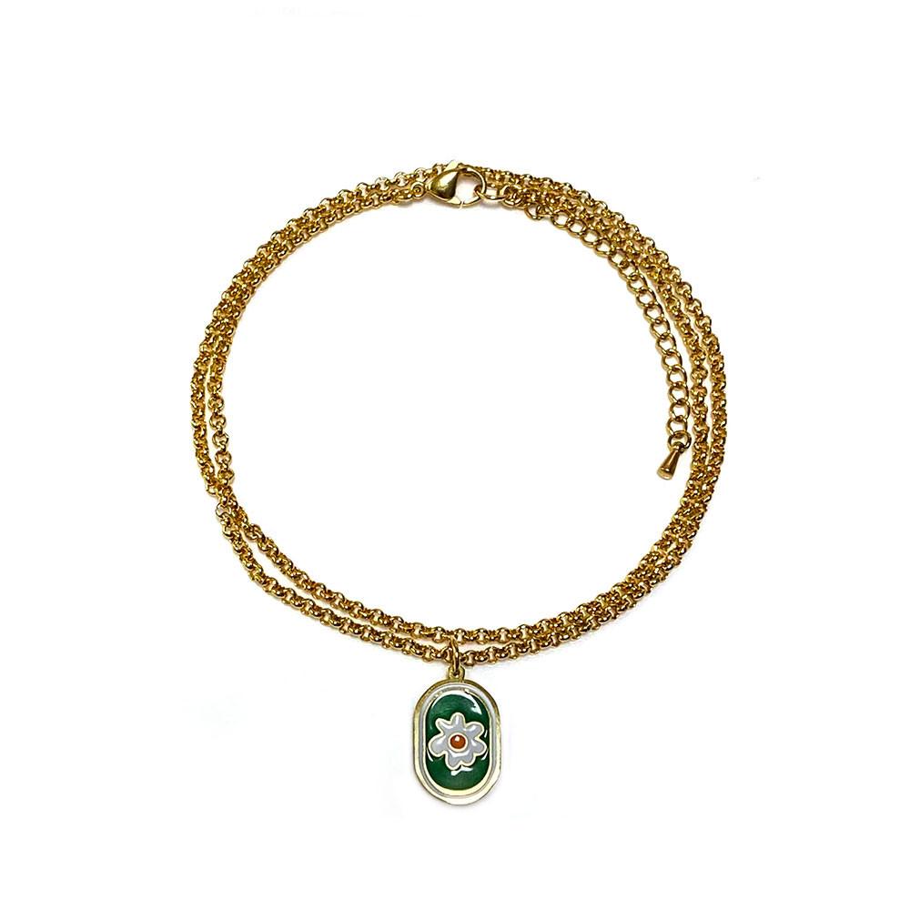 키코이 빈티지 플라워 골드 네크리스